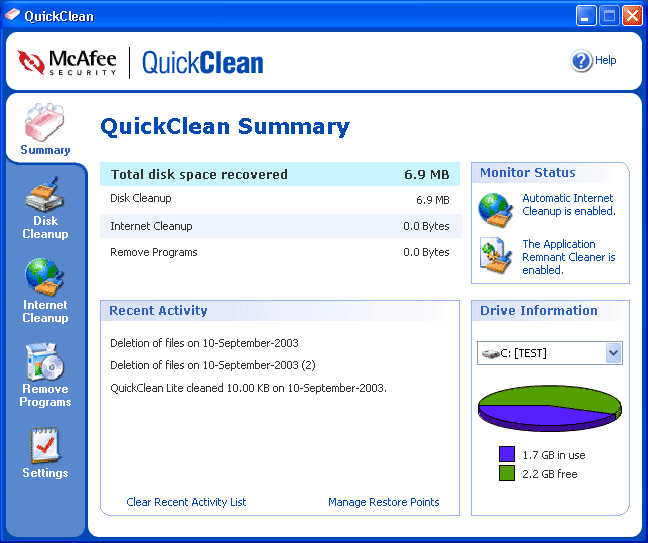 McAfee Quickclean  v6.1