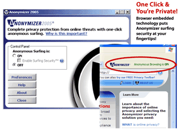 Anonymizer® Anonymous Surfing™ screenshots