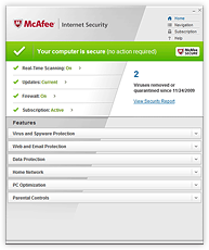 Screenshot McAfee Internet Security 2010
