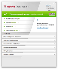 McAfee Total Protection — zrzut ekranu