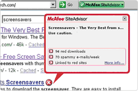 Site Advisor screen